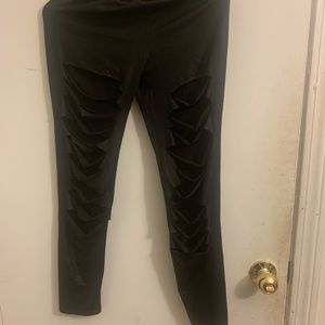 Black cut spandex leggings